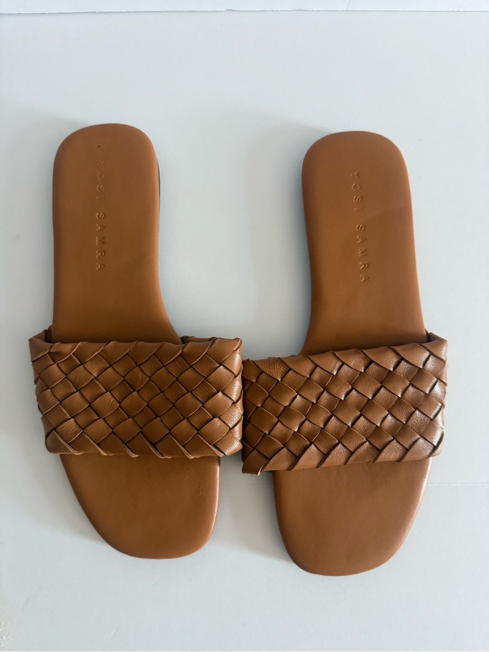 Yosi Samra Woven Slide Sandals in Brown size 7
